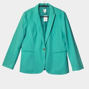 J. Crew Linen-blend one-button blazer Green 12P Office Career Preppy NWT